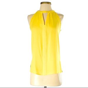 Kenneth Cole New York halter top, yellow polyester, keyhole XS